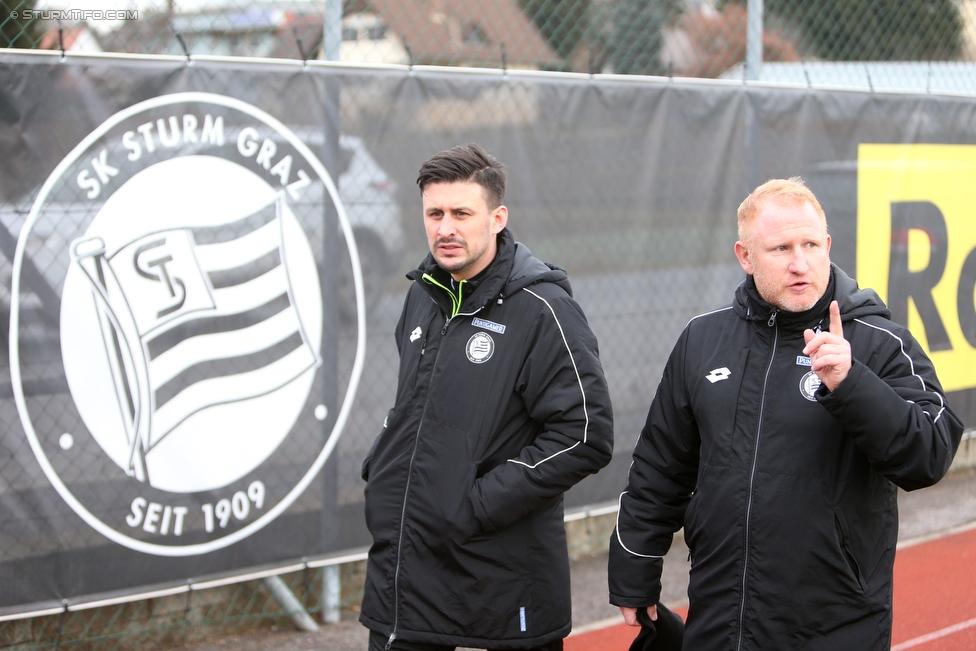 Trainingsauftakt Sturm Graz
Oesterreichische Fussball Bundesliga, Trainingsauftak SK Sturm Graz, Trainingszentrum Messendorf, 04.01.2018. 

Foto zeigt Heiko Vogel (Cheftrainer Sturm)
