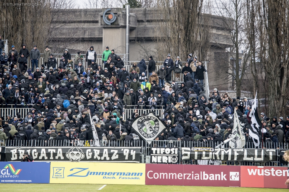 Mattersburg - Sturm Graz
Oesterreichische Fussball Bundesliga, 21. Runde, SV Mattersburg - SK Sturm Graz, Pappelstadion Mattersburg, 03.02.2018. 

Foto zeigt Fans von Sturm
