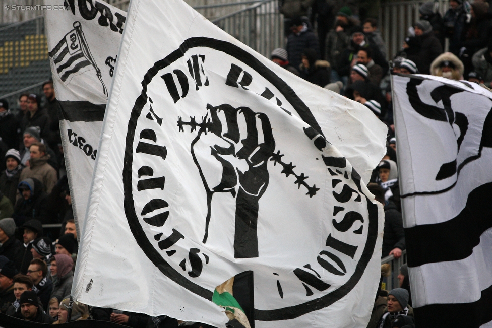 Mattersburg - Sturm Graz
Oesterreichische Fussball Bundesliga, 21. Runde, SV Mattersburg - SK Sturm Graz, Pappelstadion Mattersburg, 03.02.2018. 

Foto zeigt Fans von Sturm
