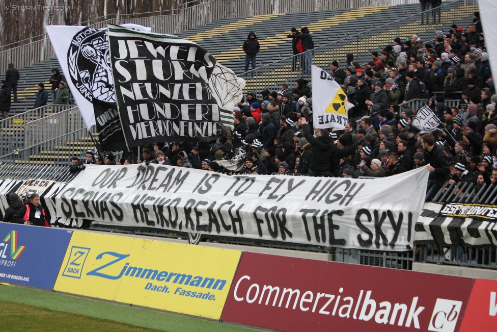 Mattersburg - Sturm Graz
Oesterreichische Fussball Bundesliga, 21. Runde, SV Mattersburg - SK Sturm Graz, Pappelstadion Mattersburg, 03.02.2018. 

Foto zeigt Fans von Sturm
