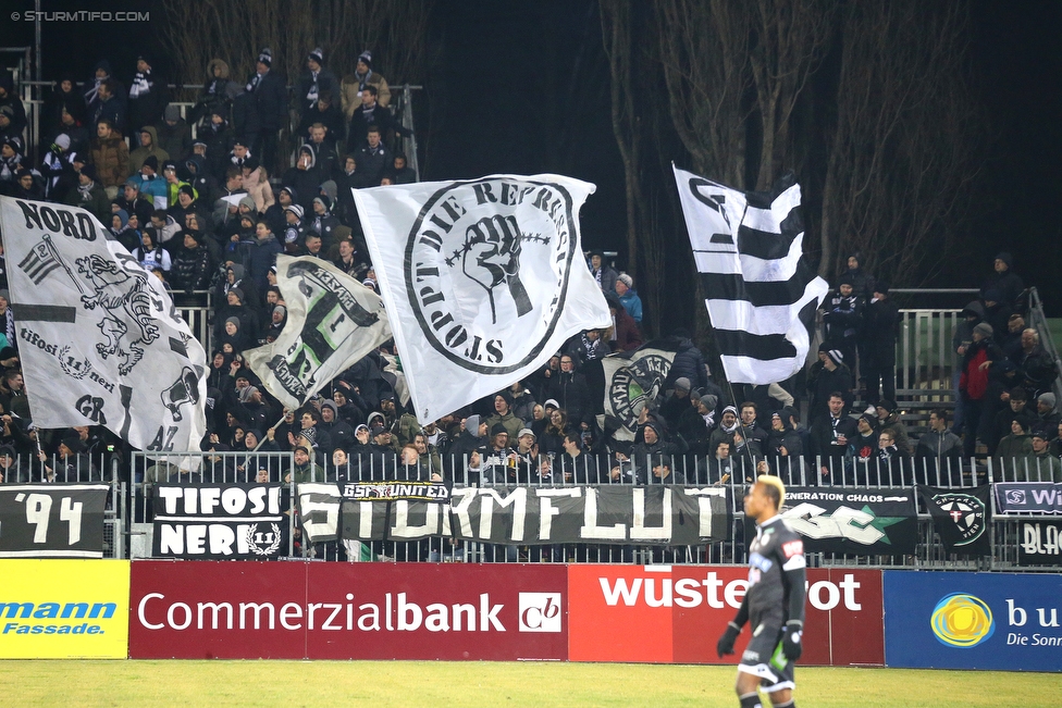 Mattersburg - Sturm Graz
Oesterreichische Fussball Bundesliga, 21. Runde, SV Mattersburg - SK Sturm Graz, Pappelstadion Mattersburg, 03.02.2018. 

Foto zeigt Fans von Sturm
