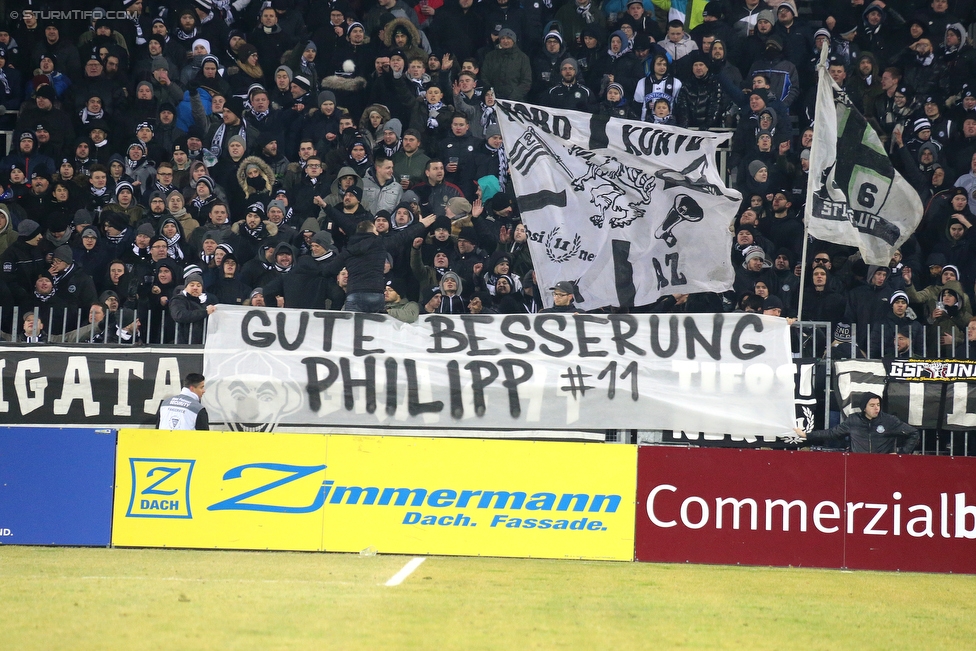 Mattersburg - Sturm Graz
Oesterreichische Fussball Bundesliga, 21. Runde, SV Mattersburg - SK Sturm Graz, Pappelstadion Mattersburg, 03.02.2018. 

Foto zeigt Fans von Sturm
