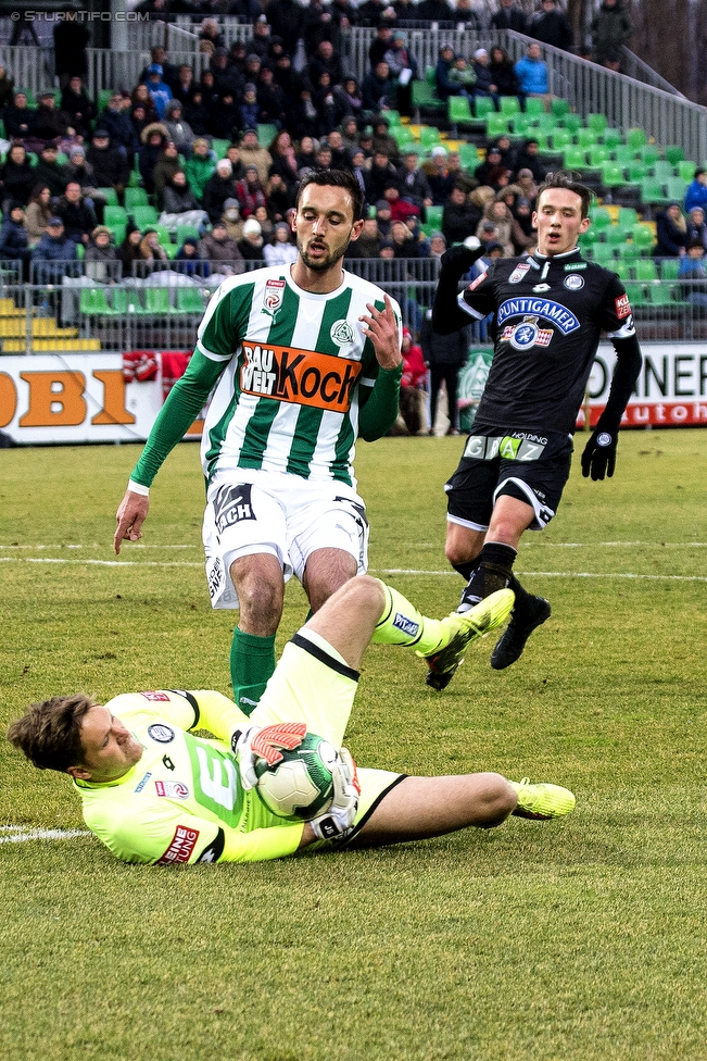 Mattersburg - Sturm Graz
Oesterreichische Fussball Bundesliga, 21. Runde, SV Mattersburg - SK Sturm Graz, Pappelstadion Mattersburg, 03.02.2018. 

Foto zeigt Joerg Siebenhandl (Sturm)
