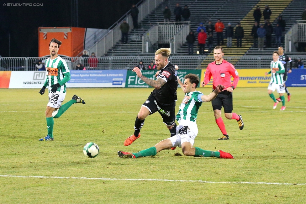 Mattersburg - Sturm Graz
Oesterreichische Fussball Bundesliga, 21. Runde, SV Mattersburg - SK Sturm Graz, Pappelstadion Mattersburg, 03.02.2018. 

Foto zeigt Peter Zulj (Sturm)
