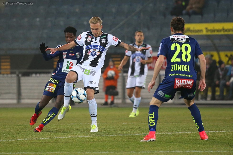 Sturm Graz - Wolfsberg
Oesterreichische Fussball Bundesliga, 22. Runde, SK Sturm Graz - Wolfsberger AC, Stadion Liebenau Graz, 10.02.2018. 

Foto zeigt James Jeggo (Sturm) und Thomas Zuendel (Wolfsberg)
