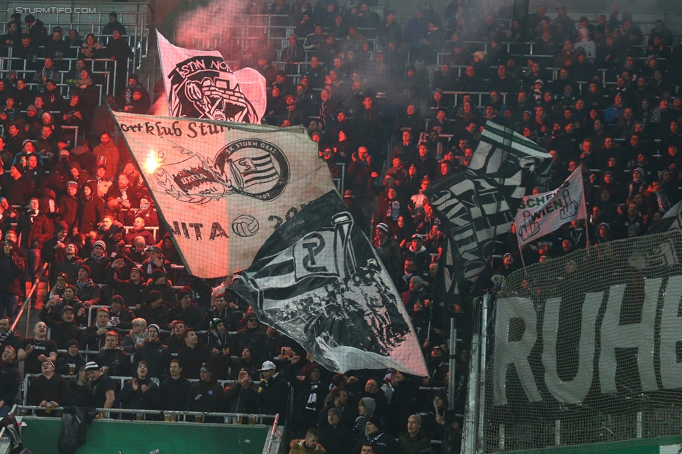 Rapid Wien - Sturm Graz
Oesterreichische Fussball Bundesliga, 23. Runde, SK Rapid Wien - SK Sturm Graz, Weststadion Wien, 17.02.2018. 

Foto zeigt Fans von Sturm 
