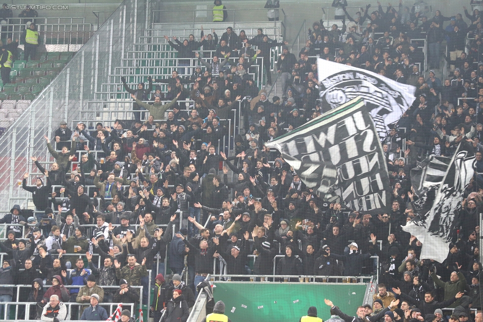 Rapid Wien - Sturm Graz
Oesterreichische Fussball Bundesliga, 23. Runde, SK Rapid Wien - SK Sturm Graz, Weststadion Wien, 17.02.2018. 

Foto zeigt Fans von Sturm 
