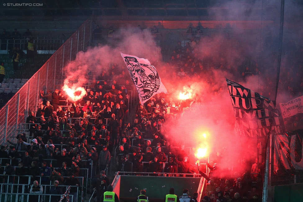 Rapid Wien - Sturm Graz
Oesterreichische Fussball Bundesliga, 23. Runde, SK Rapid Wien - SK Sturm Graz, Weststadion Wien, 17.02.2018. 

Foto zeigt Fans von Sturm 
