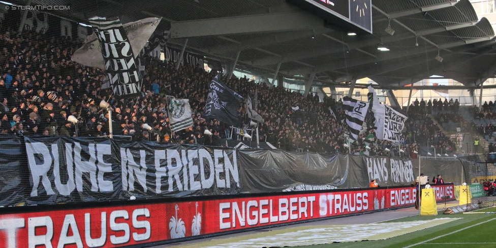 Sturm Graz - Salzburg
Oesterreichische Fussball Bundesliga, 24. Runde, SK Sturm Graz - FC RB Salzburg, Stadion Liebenau Graz, 25.02.2018. 

Foto zeigt Fans von Sturm mit einem Spruchband fuer Hans Rinner (Praesident Bundesliga)
