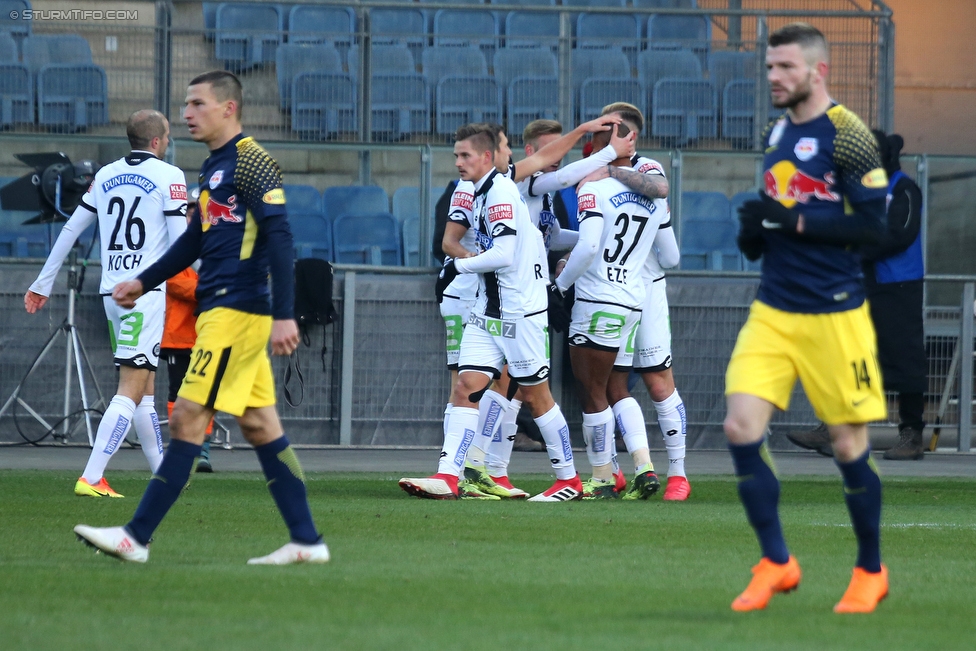 Sturm Graz - Salzburg
Oesterreichische Fussball Bundesliga, 24. Runde, SK Sturm Graz - FC RB Salzburg, Stadion Liebenau Graz, 25.02.2018. 

Foto zeigt Fabian Koch (Sturm), Thorsten Roecher (Sturm), Stefan Hierlaender (Sturm) und Emeka Friday Eze (Sturm) 
Schlüsselwörter: torjubel