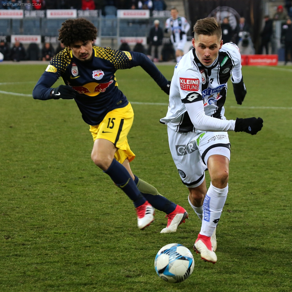 Sturm Graz - Salzburg
Oesterreichische Fussball Bundesliga, 24. Runde, SK Sturm Graz - FC RB Salzburg, Stadion Liebenau Graz, 25.02.2018. 

Foto zeigt Andre Ramalho (Salzburg) und Thorsten Roecher (Sturm)
