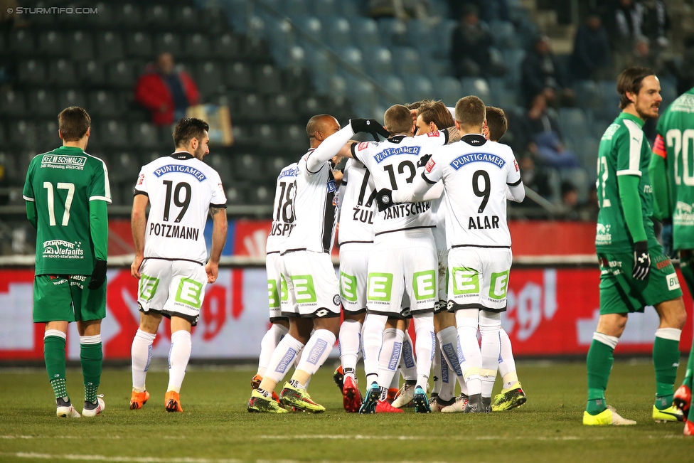 Sturm Graz - Wimpassing
OEFB Cup, Viertelfinale, SK Sturm Graz - SV Wimpassing, Stadion Liebenau Graz, 28.02.2018. 

Foto zeigt Marvin Potzmann (Sturm), Philipp Huspek (Sturm), Peter Zulj (Sturm), Jakob Jantscher (Sturm) und Deni Alar (Sturm)
Schlüsselwörter: torjubel