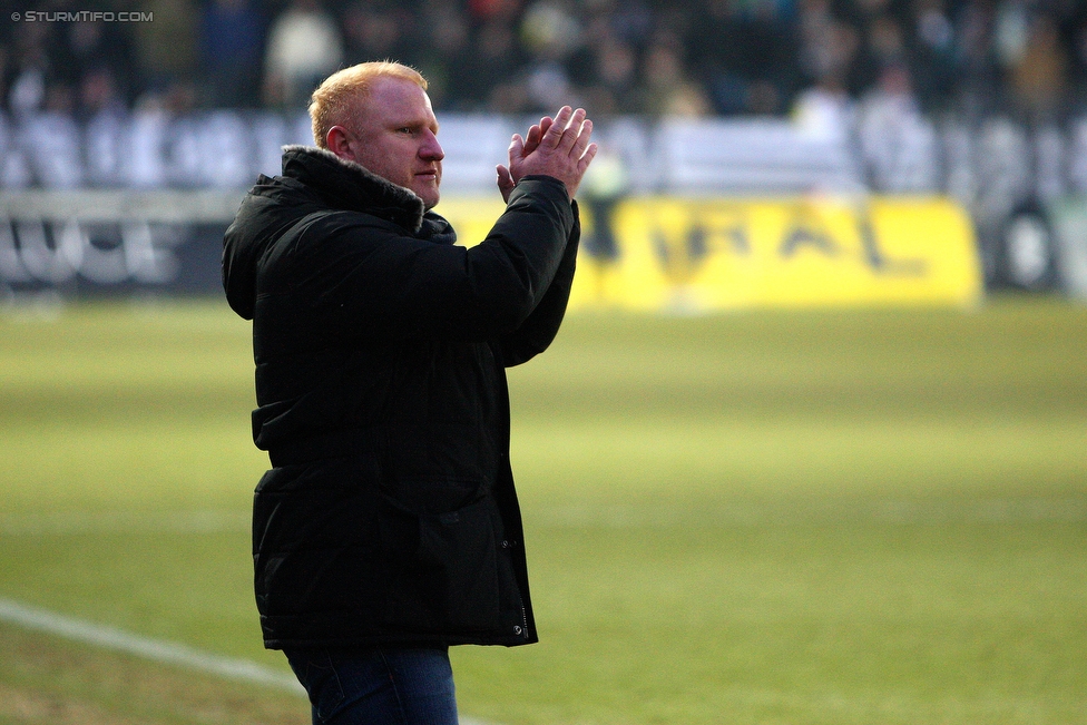 LASK - Sturm Graz
Oesterreichische Fussball Bundesliga, 25. Runde, LASK - SK Sturm Graz, Waldstadion Pasching, 03.03.2018. 

Foto zeigt Heiko Vogel (Cheftrainer Sturm)
Schlüsselwörter: jubel