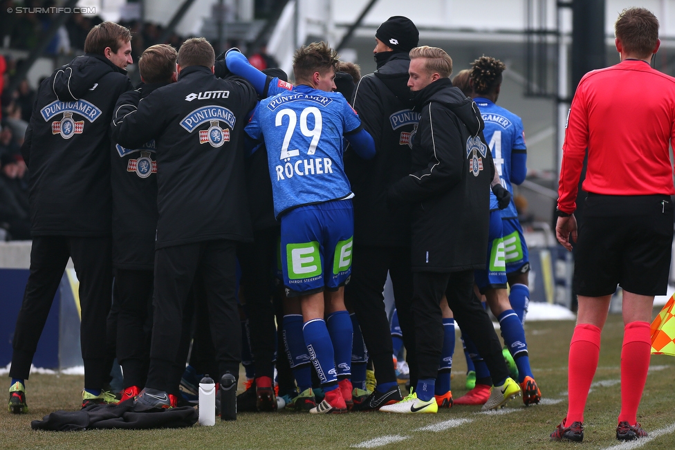 LASK - Sturm Graz
Oesterreichische Fussball Bundesliga, 25. Runde, LASK - SK Sturm Graz, Waldstadion Pasching, 03.03.2018. 

Foto zeigt die Mannschaft von Sturm
Schlüsselwörter: torjubel