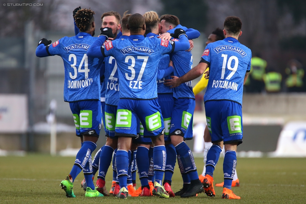 LASK - Sturm Graz
Oesterreichische Fussball Bundesliga, 25. Runde, LASK - SK Sturm Graz, Waldstadion Pasching, 03.03.2018. 

Foto zeigt die Mannschaft von Sturm
Schlüsselwörter: torjubel