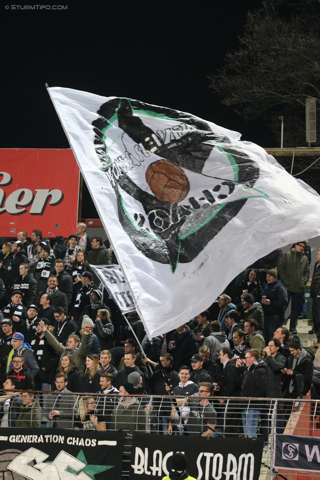 Admira Wacker - Sturm Graz
Oesterreichische Fussball Bundesliga, 26. Runde, FC Admira Wacker Moedling - SK Sturm Graz, Stadion Suedstadt Maria Enzersdorf, 10.03.2018. 

Foto zeigt Fans von Sturm
