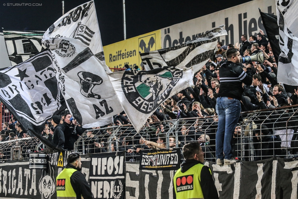 Admira Wacker - Sturm Graz
Oesterreichische Fussball Bundesliga, 26. Runde, FC Admira Wacker Moedling - SK Sturm Graz, Stadion Suedstadt Maria Enzersdorf, 10.03.2018. 

Foto zeigt Fans von Sturm
