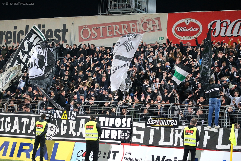 Admira Wacker - Sturm Graz
Oesterreichische Fussball Bundesliga, 26. Runde, FC Admira Wacker Moedling - SK Sturm Graz, Stadion Suedstadt Maria Enzersdorf, 10.03.2018. 

Foto zeigt Fans von Sturm
