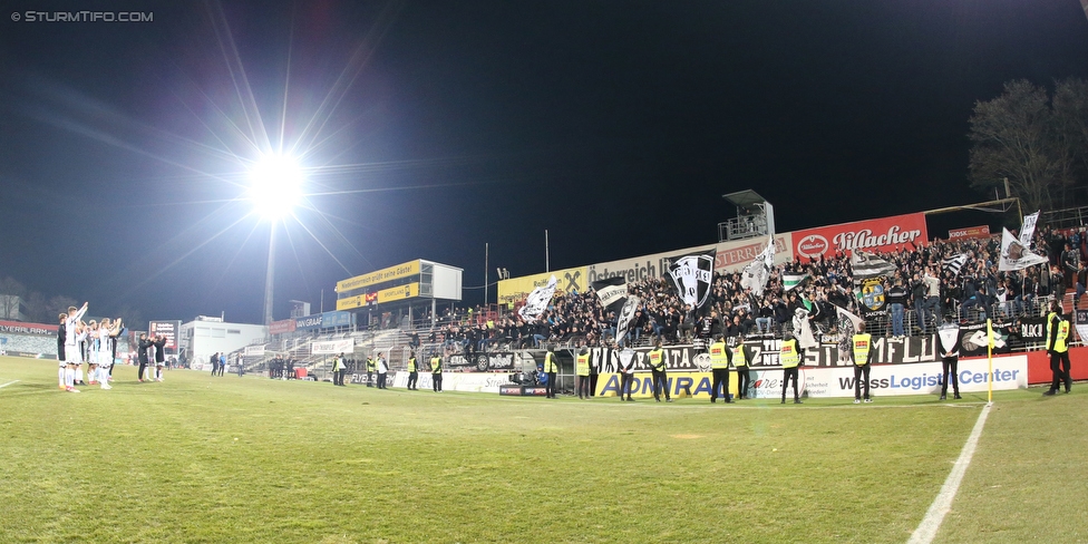 Admira Wacker - Sturm Graz
Oesterreichische Fussball Bundesliga, 26. Runde, FC Admira Wacker Moedling - SK Sturm Graz, Stadion Suedstadt Maria Enzersdorf, 10.03.2018. 

Foto zeigt Fans von Sturm
