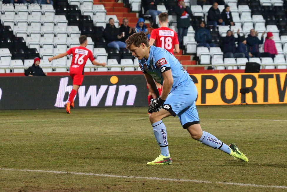 Admira Wacker - Sturm Graz
Oesterreichische Fussball Bundesliga, 26. Runde, FC Admira Wacker Moedling - SK Sturm Graz, Stadion Suedstadt Maria Enzersdorf, 10.03.2018. 

Foto zeigt Patrick Schmidt (Admira) und Joerg Siebenhandl (Sturm)
Schlüsselwörter: tor