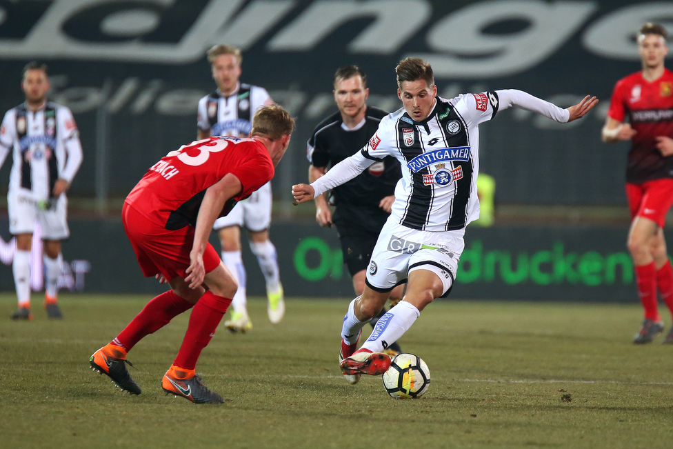 Admira Wacker - Sturm Graz
Oesterreichische Fussball Bundesliga, 26. Runde, FC Admira Wacker Moedling - SK Sturm Graz, Stadion Suedstadt Maria Enzersdorf, 10.03.2018. 

Foto zeigt Stefan Hierlaender (Sturm)
