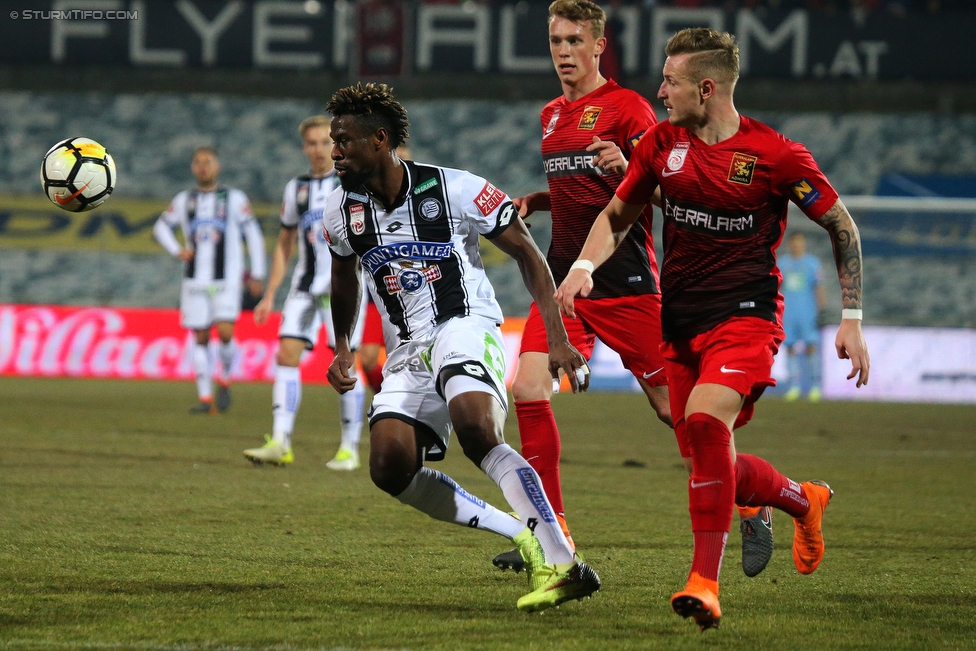 Admira Wacker - Sturm Graz
Oesterreichische Fussball Bundesliga, 26. Runde, FC Admira Wacker Moedling - SK Sturm Graz, Stadion Suedstadt Maria Enzersdorf, 10.03.2018. 

Foto zeigt Bright Edomwonyi (Sturm)
