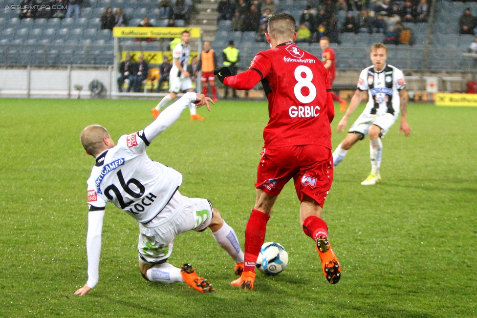 Sturm Graz - Altach
Oesterreichische Fussball Bundesliga, 27. Runde, SK Sturm Graz - SCR Altach, Stadion Liebenau Graz, 17.03.2018. 

Foto zeigt Fabian Koch (Sturm) und Adrian Grbic (Altach)
