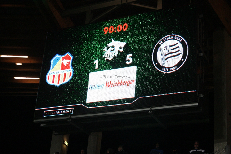 St. Poelten - Sturm Graz
Oesterreichische Fussball Bundesliga, 28. Runde, SKN St. Poelten - SK Sturm Graz, Arena St. Poelten, 31.03.2018. 

Foto zeigt die Anzeigetafel
