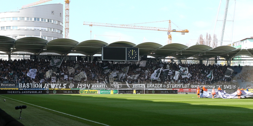 Sturm Graz - Austria Wien
Oesterreichische Fussball Bundesliga, 29. Runde, SK Sturm Graz - FK Austria Wien, Stadion Liebenau Graz, 07.04.2018. 

Foto zeigt Fans von Sturm mit einer Choreografie
