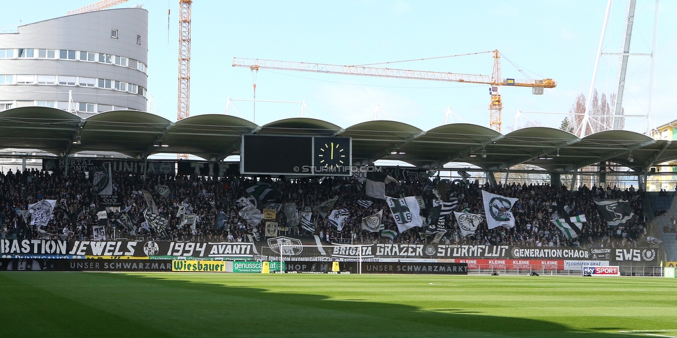 Sturm Graz - Austria Wien
Oesterreichische Fussball Bundesliga, 29. Runde, SK Sturm Graz - FK Austria Wien, Stadion Liebenau Graz, 07.04.2018. 

Foto zeigt Fans von Sturm mit einer Choreografie
