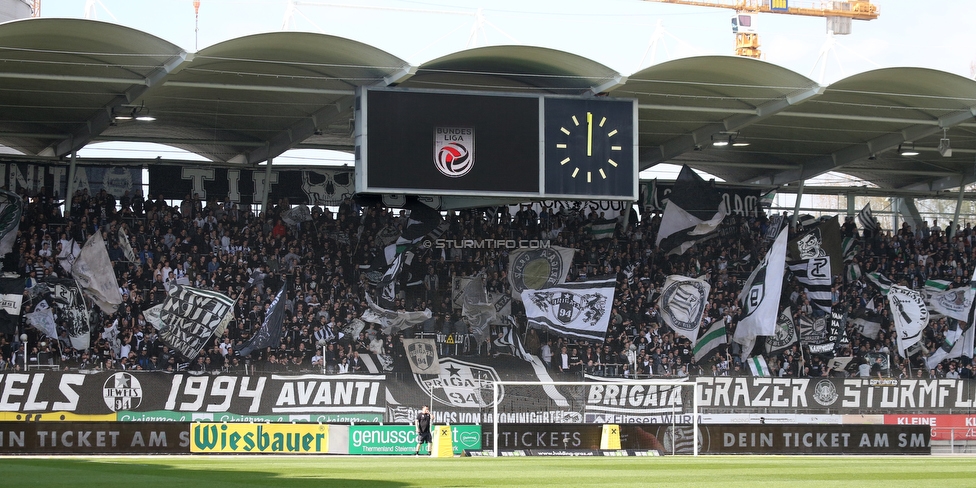 Sturm Graz - Austria Wien
Oesterreichische Fussball Bundesliga, 29. Runde, SK Sturm Graz - FK Austria Wien, Stadion Liebenau Graz, 07.04.2018. 

Foto zeigt Fans von Sturm mit einer Choreografie
