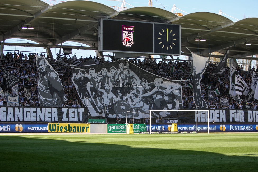 Sturm Graz - Mattersburg
Oesterreichische Fussball Bundesliga, 30. Runde, SK Sturm Graz - SV Mattersburg, Stadion Liebenau Graz, 14.04.2018. 

Foto zeigt Fans von Sturm mit einer Choreografie
