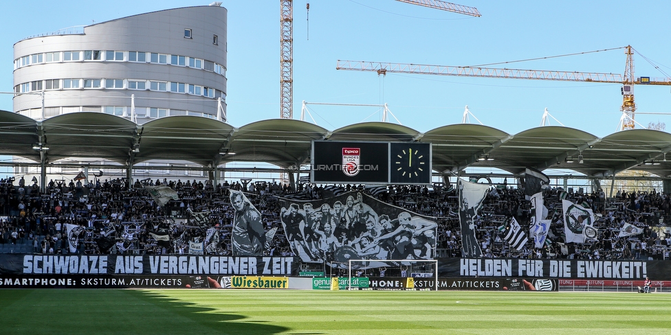 Sturm Graz - Mattersburg
Oesterreichische Fussball Bundesliga, 30. Runde, SK Sturm Graz - SV Mattersburg, Stadion Liebenau Graz, 14.04.2018. 

Foto zeigt Fans von Sturm mit einer Choreografie
