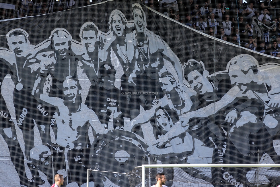 Sturm Graz - Mattersburg
Oesterreichische Fussball Bundesliga, 30. Runde, SK Sturm Graz - SV Mattersburg, Stadion Liebenau Graz, 14.04.2018. 

Foto zeigt Fans von Sturm mit einer Choreografie
