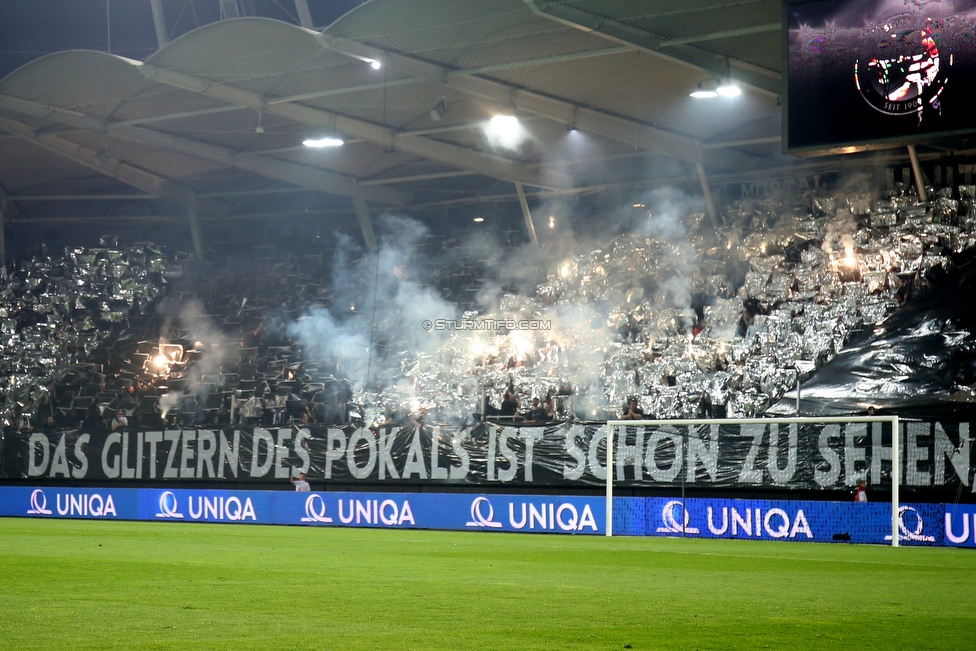 Sturm Graz - Rapid Wien
OEFB Cup, Halbfinale, SK Sturm Graz - SK Rapid Wien, Stadion Liebenau Graz, 18.04.2018. 

Foto zeigt Fans von Sturm mit einer Choreografie
Schlüsselwörter: pyrotechnik