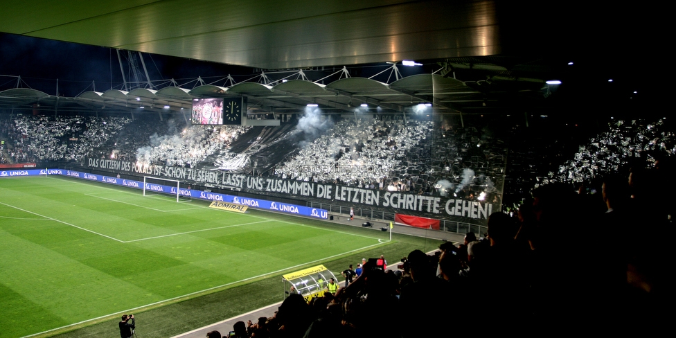 Sturm Graz - Rapid Wien
OEFB Cup, Halbfinale, SK Sturm Graz - SK Rapid Wien, Stadion Liebenau Graz, 18.04.2018. 

Foto zeigt Fans von Sturm mit einer Choreografie
Schlüsselwörter: pyrotechnik