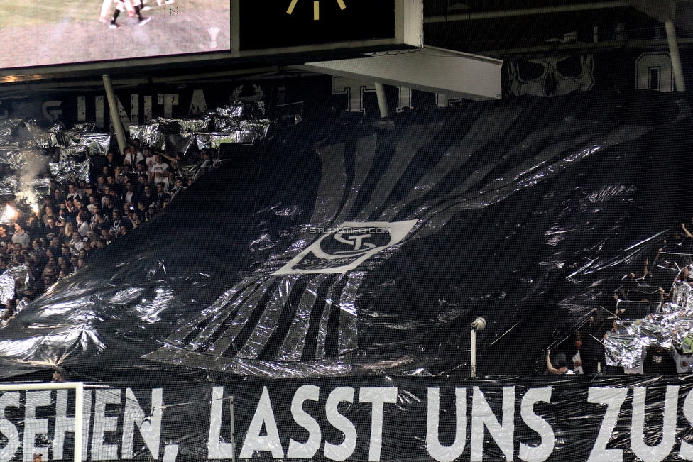 Sturm Graz - Rapid Wien
OEFB Cup, Halbfinale, SK Sturm Graz - SK Rapid Wien, Stadion Liebenau Graz, 18.04.2018. 

Foto zeigt Fans von Sturm mit einer Choreografie
Schlüsselwörter: pyrotechnik