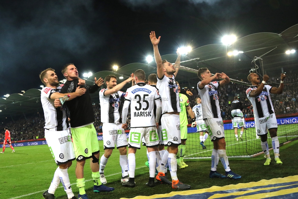 Sturm Graz - Rapid Wien
OEFB Cup, Halbfinale, SK Sturm Graz - SK Rapid Wien, Stadion Liebenau Graz, 18.04.2018. 

Foto zeigt die Mannschaft von Sturm
Schlüsselwörter: jubel