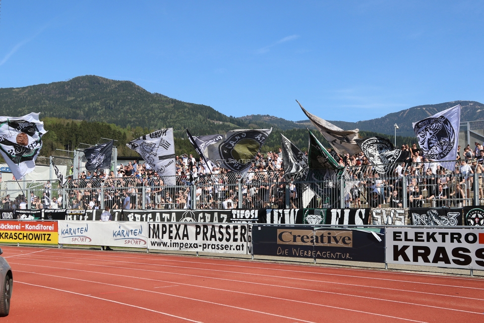 Wolfsberg - Sturm Graz
Oesterreichische Fussball Bundesliga, 31. Runde, Wolfsberger AC - SK Sturm Graz, Lavanttal Arena Wolfsberg, 21.04.2018. 

Foto zeigt Fans von Sturm
