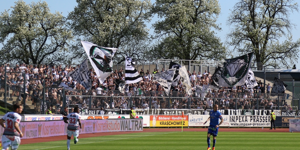 Wolfsberg - Sturm Graz
Oesterreichische Fussball Bundesliga, 31. Runde, Wolfsberger AC - SK Sturm Graz, Lavanttal Arena Wolfsberg, 21.04.2018. 

Foto zeigt Fans von Sturm
