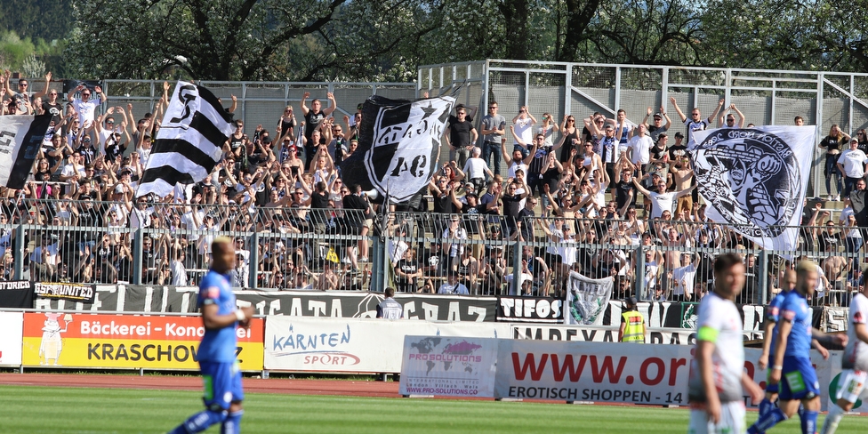 Wolfsberg - Sturm Graz
Oesterreichische Fussball Bundesliga, 31. Runde, Wolfsberger AC - SK Sturm Graz, Lavanttal Arena Wolfsberg, 21.04.2018. 

Foto zeigt Fans von Sturm
