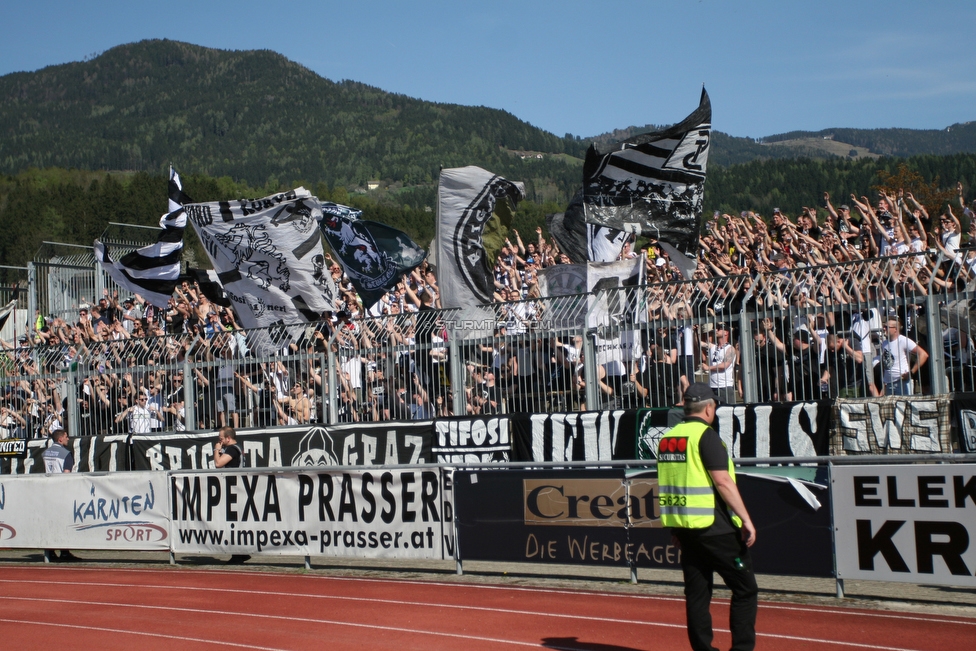 Wolfsberg - Sturm Graz
Oesterreichische Fussball Bundesliga, 31. Runde, Wolfsberger AC - SK Sturm Graz, Lavanttal Arena Wolfsberg, 21.04.2018. 

Foto zeigt Fans von Sturm
