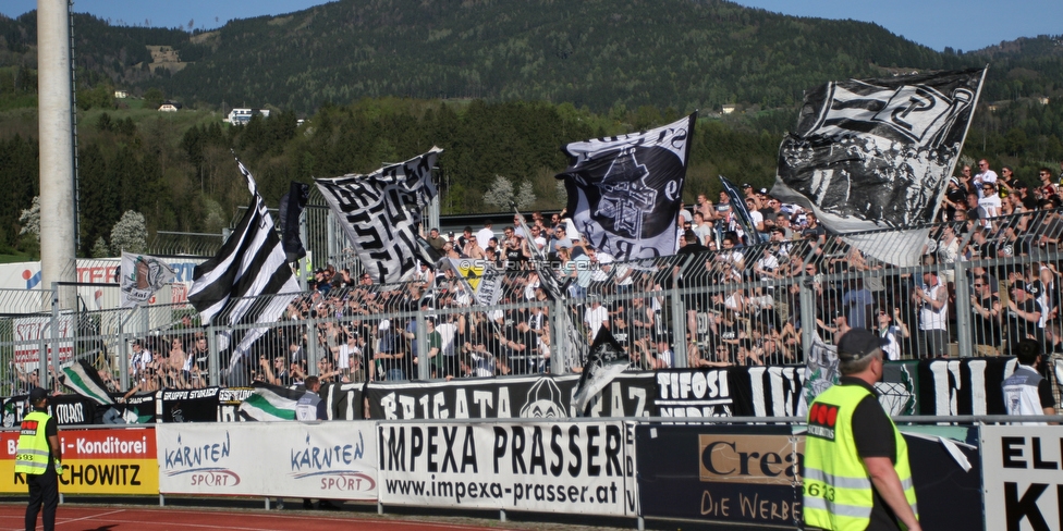 Wolfsberg - Sturm Graz
Oesterreichische Fussball Bundesliga, 31. Runde, Wolfsberger AC - SK Sturm Graz, Lavanttal Arena Wolfsberg, 21.04.2018. 

Foto zeigt Fans von Sturm
