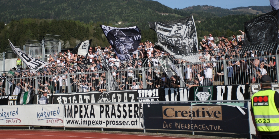 Wolfsberg - Sturm Graz
Oesterreichische Fussball Bundesliga, 31. Runde, Wolfsberger AC - SK Sturm Graz, Lavanttal Arena Wolfsberg, 21.04.2018. 

Foto zeigt Fans von Sturm
