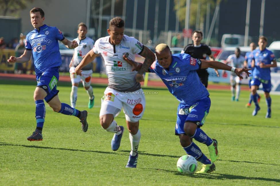 Wolfsberg - Sturm Graz
Oesterreichische Fussball Bundesliga, 31. Runde, Wolfsberger AC - SK Sturm Graz, Lavanttal Arena Wolfsberg, 21.04.2018. 

Foto zeigt Emeka Friday Eze (Sturm)
