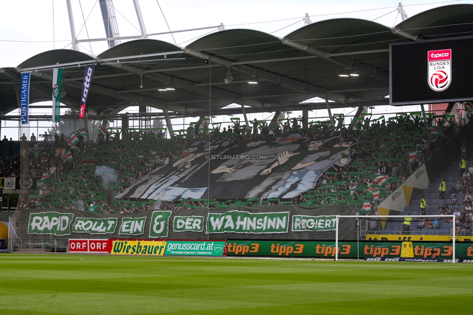 Sturm Graz - Rapid Wien
Oesterreichische Fussball Bundesliga, 32. Runde, SK Sturm Graz - SK Rapid Wien, Stadion Liebenau Graz, 29.04.2018. 

Foto zeigt Fans von Rapid mit einer Choreografie
