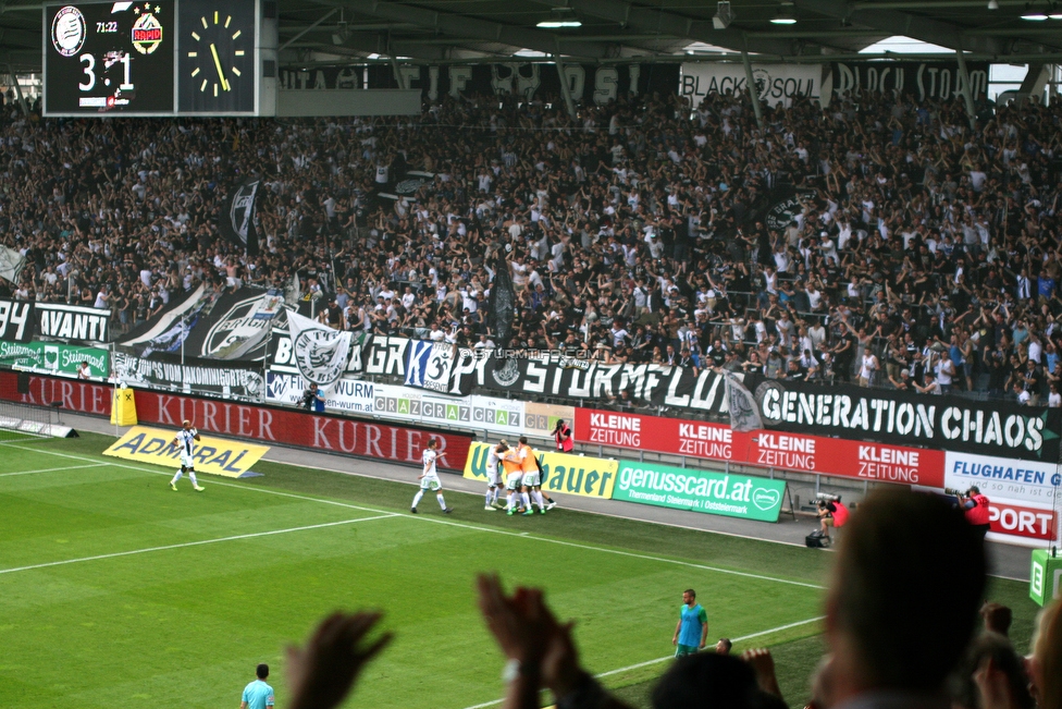 Sturm Graz - Rapid Wien
Oesterreichische Fussball Bundesliga, 32. Runde, SK Sturm Graz - SK Rapid Wien, Stadion Liebenau Graz, 29.04.2018. 

Foto zeigt Fans von Sturm
