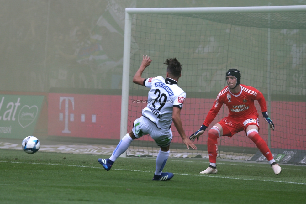 Sturm Graz - Rapid Wien
Oesterreichische Fussball Bundesliga, 32. Runde, SK Sturm Graz - SK Rapid Wien, Stadion Liebenau Graz, 29.04.2018. 

Foto zeigt Thorsten Roecher (Sturm) und Richard Strebinger (Rapid)
