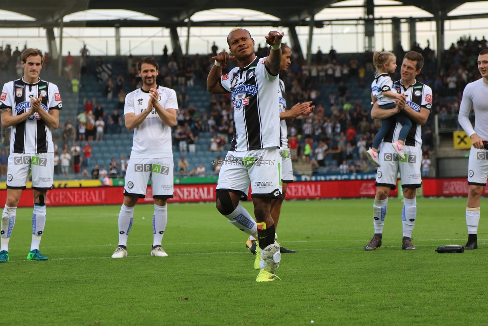 Sturm Graz - Rapid Wien
Oesterreichische Fussball Bundesliga, 32. Runde, SK Sturm Graz - SK Rapid Wien, Stadion Liebenau Graz, 29.04.2018. 

Foto zeigt Emeka Friday Eze (Sturm)
Schlüsselwörter: jubel