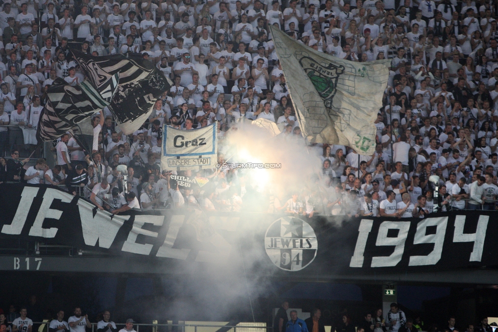 Sturm Graz - Salzburg
OEFB Cup, Finale, SK Sturm Graz - FC RB Salzburg, Woerthersee Stadion Klagenfurt, 09.05.2018. 

Foto zeigt Fans von Sturm
Schlüsselwörter: pyrotechnik